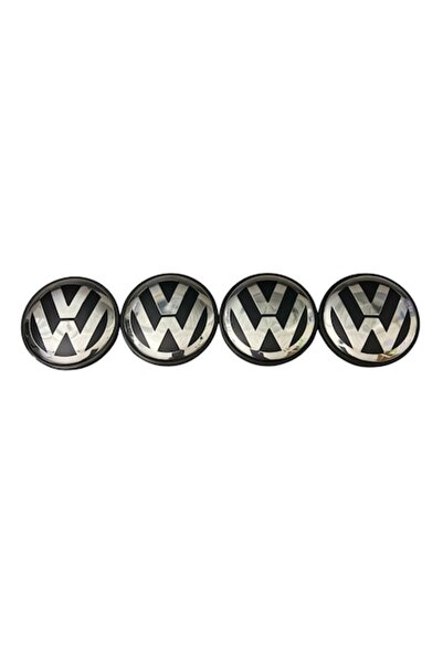VW Set 4 capace VOLKSWAGEN 68mm NEGRU+CROM pentru jante din aliaj