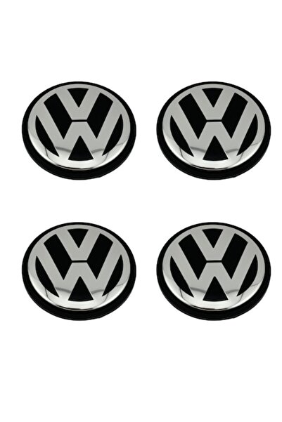 OEM Σετ 4 καπάκια ζαντών VOLKSWAGEN μαύρο/χρώμιο, 65mm