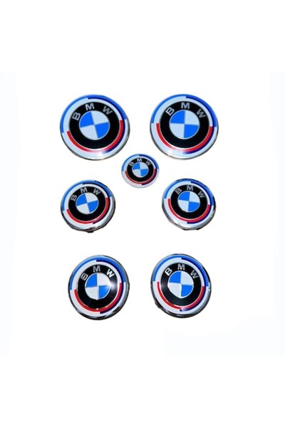 MAF Set Complet 7 Embleme Logo Compatibile BMW capota/portbagaj 82 mm, capace jante 68mm, sigla volan 44