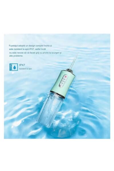 OEM Irigator oral portabil, 3 moduri de jet (soft, normal, puls), rezervor de 230 ml, 4 duze, încărcare USB, apă