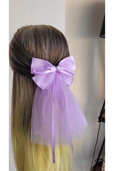 LO ADORO Bowknot Buckle with Extra Tulle Tail Bachelorette Engagement Wedding Henna Barrette