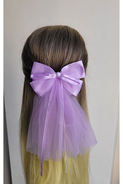 LO ADORO Bowknot Buckle with Extra Tulle Tail Bachelorette Engagement Wedding Henna Barrette