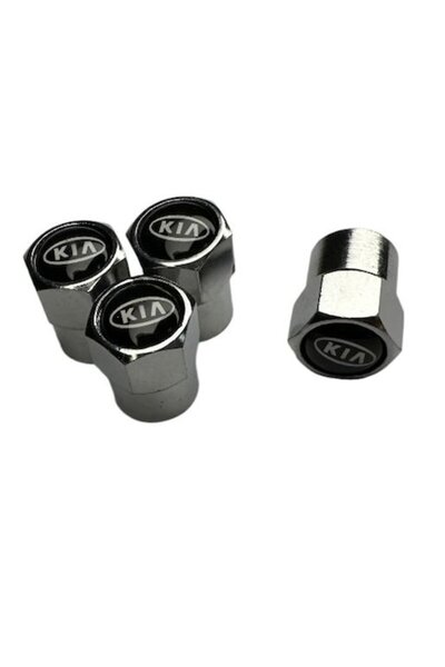 MAF Set 4 capacele pentru ventil auto din aluminiu, Hexagon, KIA, Negru