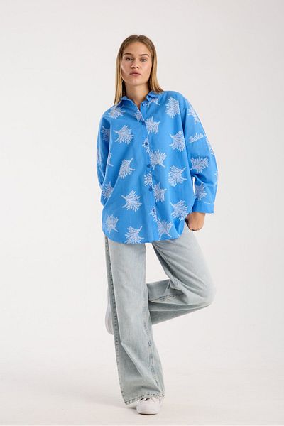 Reji Patterned Printed Voile Loose Oversize Shirt