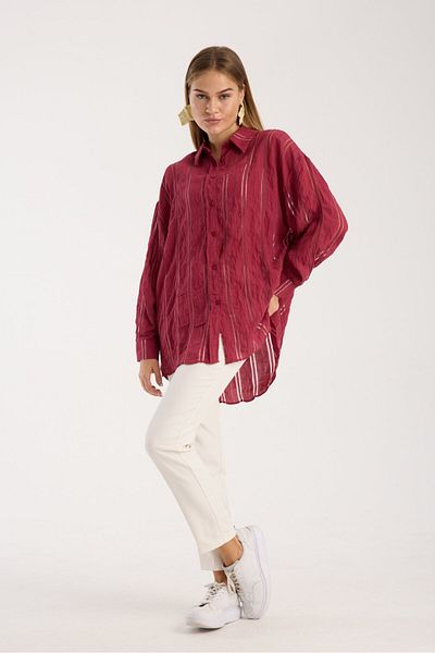 Reji Mesh Striped Oversize Casual Shirt