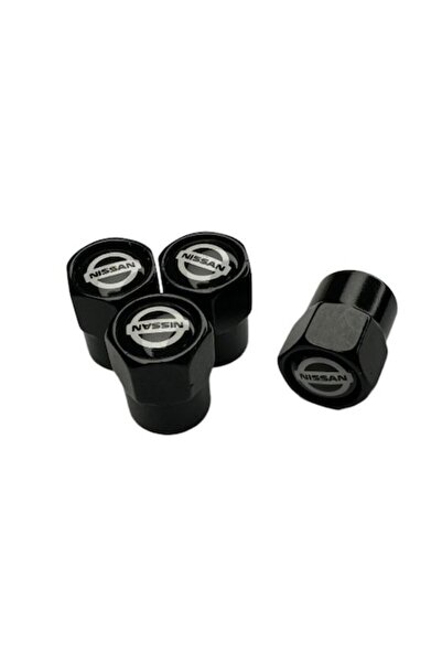 MAF Set 4 capacele pentru ventil auto din aluminiu, Hexagon, Nissan, Negru