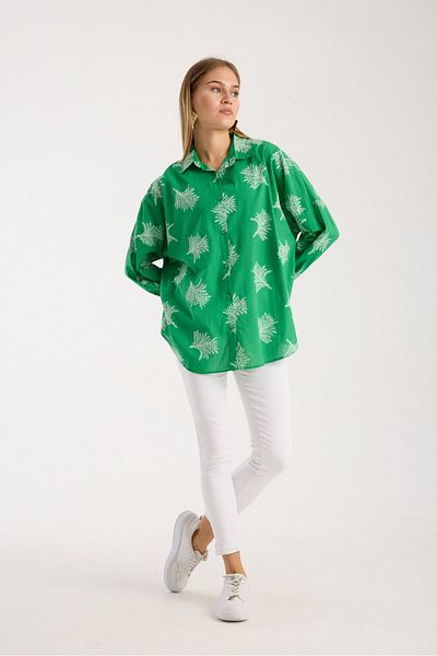Reji Patterned Printed Voile Loose Oversize Shirt