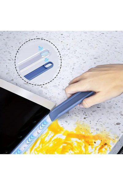 AYLA STAND 3-Headed Handle Dishwashing Brush – Sponge, Wire and Brush Cleaning Set (Blue)