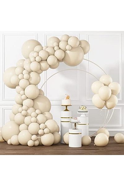 RUBFAC White Sand Balloons in Various Sizes 105 Pcs for Weddings and Parties