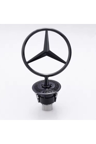 MAF Έμβλημα Mercedes Star για το καπό σε γυαλιστερό μαύρο χρώμα με κείμενο