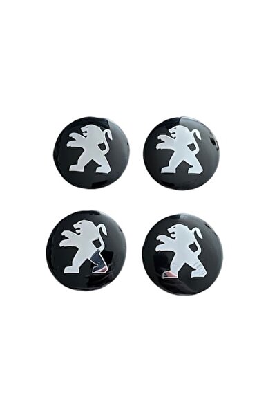 MAF Set 4 embleme, stickere, autocolante Peugeot, aluminiu negru, 56mm, pentr...