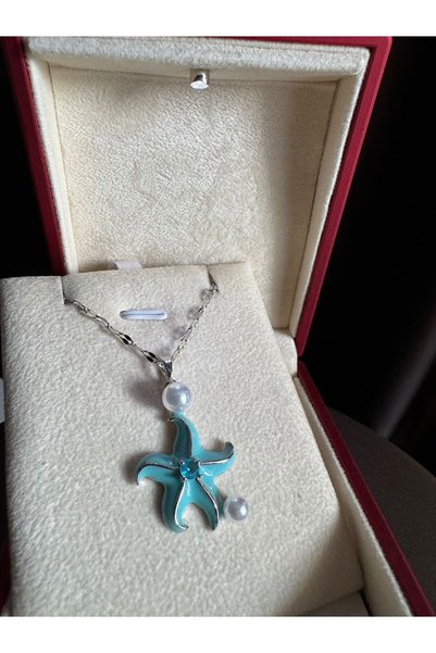 vogutima Women's Steel Necklace - White Color with Starfish Detail and Zircon...
