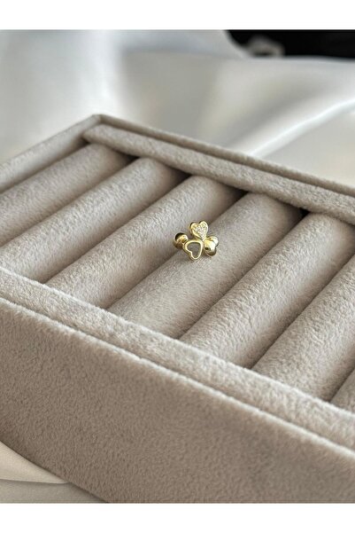 Jarse Jewelry 925 Ayar Gümüş 14k Gold Renk 3'lü Kalp Detaylı Tragus Helix Kık...