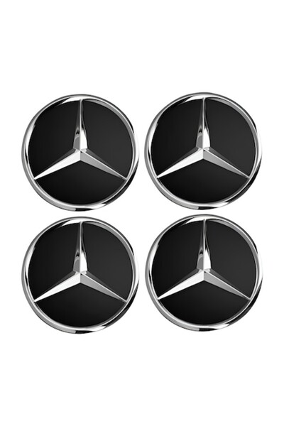 MERCEDES Set 4 capace centrale roata 60mm, Mercedes, negru lucios