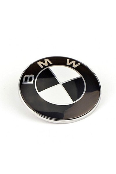 BLACK Emblemă BMW 82mm Capotă/Portbagaj Negru-Alb