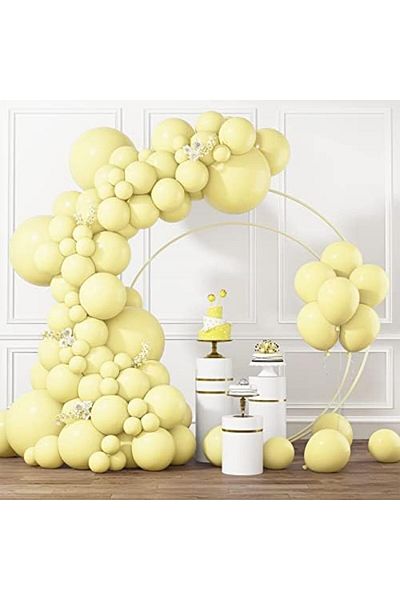 Contento De Semrik Robvok Pastel Yellow Balloons in Various Sizes, 105 Pieces 5/10/12/18 Inches For Arch Garland