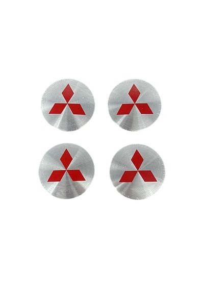 MAF Set 4 stickers for wheel caps, Maf, Compatible with Mitsubishi, Aluminum, Self-adhesive, 56mm, Silve