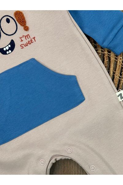 Kids Kingdom Cotton Seasonal Kangaroo Pocket Soft Fabric Baby Boy Jumpsuit with Snap Fasteners at the Bottom