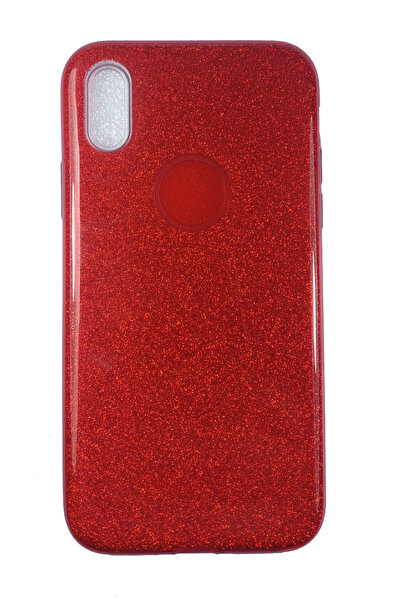 OEM Θήκη συμβατή με iPhone X, σιλικόνη με γκλίτερ, κόκκινη