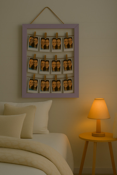 DemCey Home Fotoğraf Çerçevesi Ahşap İpli Mandallı Manifesto Çerçeve