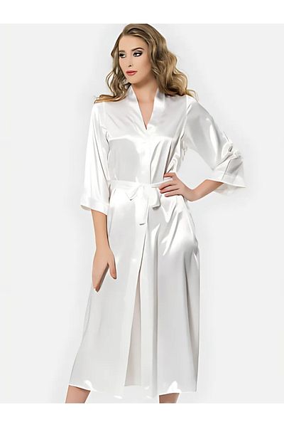 Bleu Petite Long Satin Women's Dressing Gown – Stylish and Comfortable Design