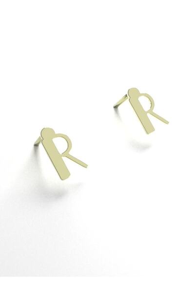 JEWELAi 14 ayar altın R Harfi küpe 0.6 gr, GC16904 Kodlu