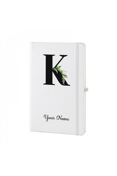 Dekormarket Personalized White Notebook with Initial “K”