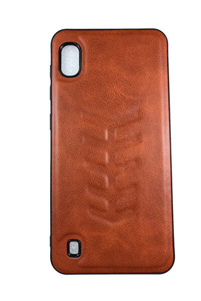 OEM Carcasă compatibilă cu Samsung Galaxy A10, silicon și imitație de piele, „Fish Bone”, maro