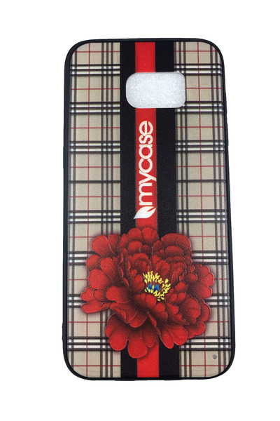 OEM Carcasă compatibilă cu Samsung S7 Edge, TPU și silicon, design floral, crem