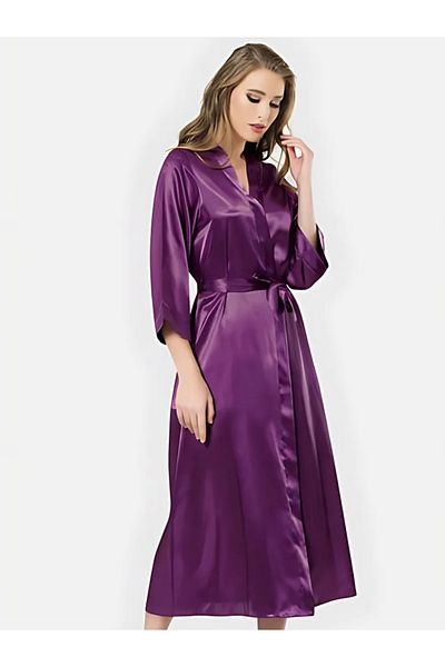 Bleu Petite Long Satin Women's Dressing Gown – Stylish and Comfortable Design