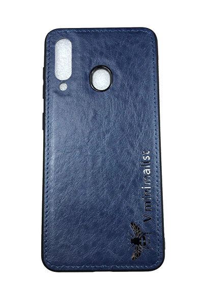 OEM Carcasă Samsung Galaxy A60, imitație de piele PVC, minimalistă, albastră