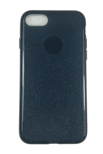 OEM Θήκη συμβατή με iPhone 7, σιλικόνη με γκλίτερ, μαύρη