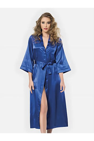 Bleu Petite Long Satin Women's Dressing Gown – Stylish and Comfortable Design