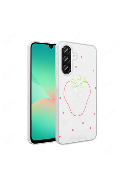 zore Galaxy A56 Case Transparent Figured Folk Hard Cover - Strawberry