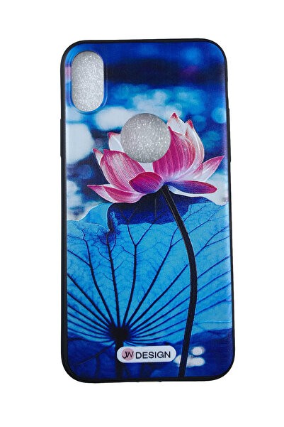 OEM Carcasă compatibilă cu iPhone X, silicon în relief, desen cu nufăr, albas...