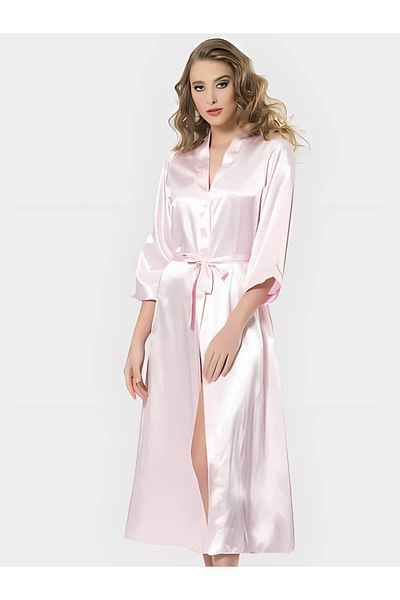 Bleu Petite Long Satin Women's Dressing Gown – Stylish and Comfortable Design