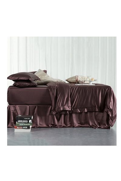 WaltStore Melegim® Luxury Satin Bed Linen, Hickory, King Size, 4 Pieces
