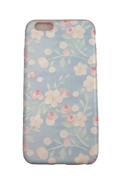 OEM Carcasă compatibilă cu iPhone 6, silicon cu relief, flori pastelate, alba...