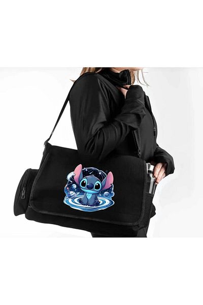 DEEFWEAR Black Galaxies Stitch Printed Unisex School, Course, Dershane Messenger Bag