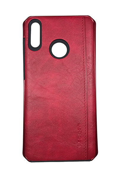 OEM Husă compatibilă cu Huawei Y7-2019, imitație de piele și policarbonat, Spigen Roșu