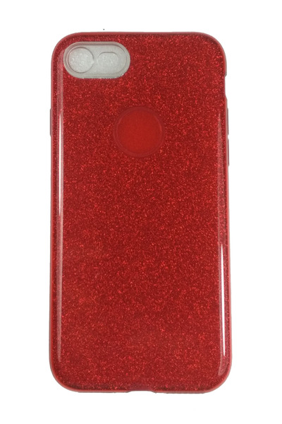 OEM Carcasă compatibilă cu iPhone 8, silicon cu sclipici, roșie