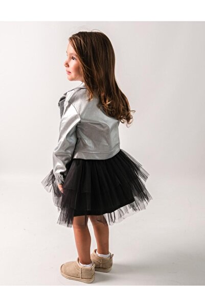 BİLGEN Style Girl's Silver Jacketed Tutu Skirt 3-Piece Set