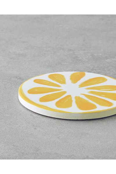 English Home Lemon Ceramic Coaster 11 cm Yellow