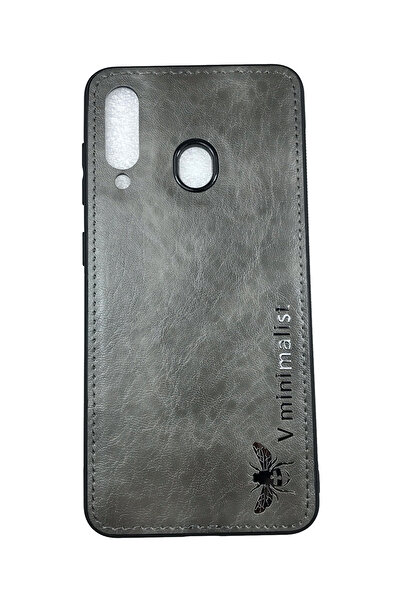 OEM Carcasă Samsung Galaxy A60, imitație de piele PVC, minimalistă, gri