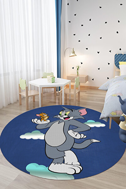 Viyana Home Kaymaz Çizgifilm Temalı Kedi ve Fare Eğlenceli Yıkanabilir Yuvarl...