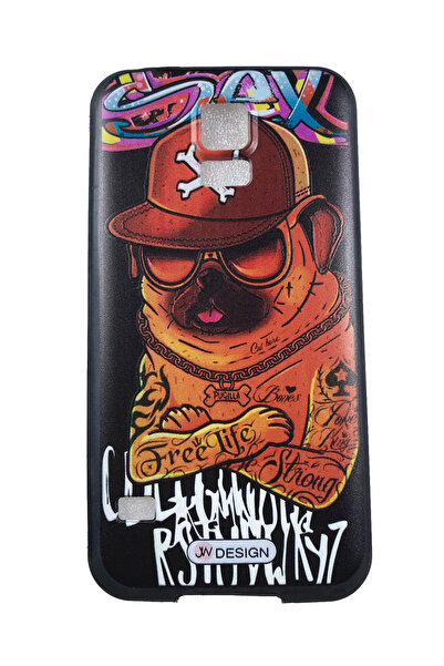 OEM Carcasă compatibilă cu Samsung S5, silicon în relief, design Pug, maro