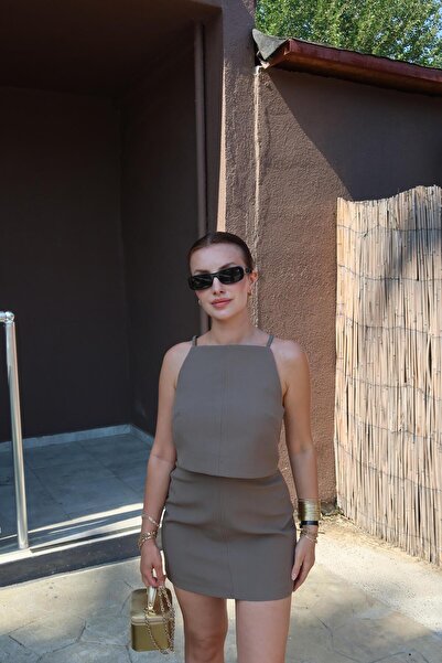 BAŞARAN Laluna Khaki Skirt Suit