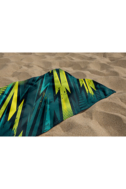 Home Green Lightning Modern Digital Printed Men's Beach Bathroom Seaside Towel