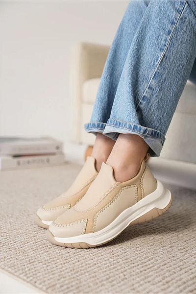 Zerenyus Kendy Premium Beige Stretch Detailed Women's Sneaker