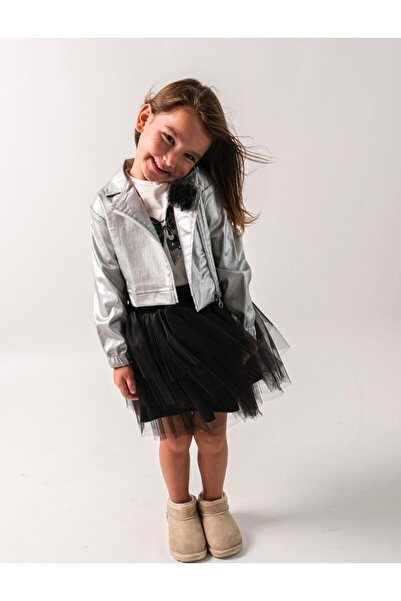 BİLGEN Style Girl's Silver Jacketed Tutu Skirt 3-Piece Set